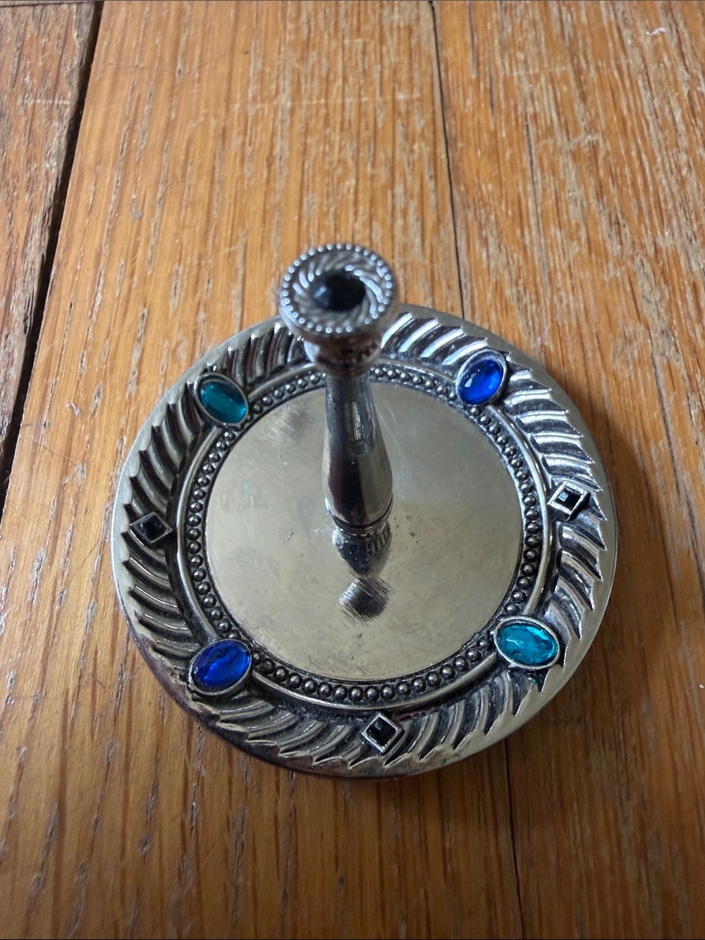 BRIGHTON Ring Holder Dish with Blue Light Blue and Black Gem Accents